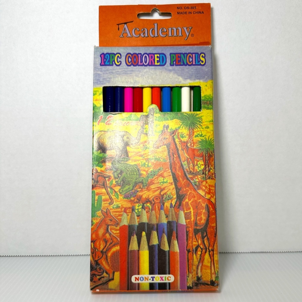 Vintage Academy Artistic 12 Different Colored 7" pencils unused UNSHARPENED